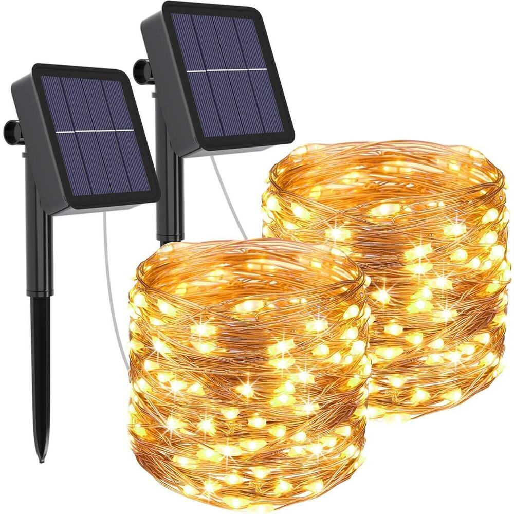 2 Pack 78FT 240 LED 8 Modes Solar String Cooper Wire Fairy Light Outdoor Yard US